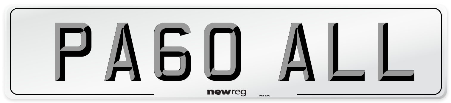 PA60 ALL Number Plate from New Reg